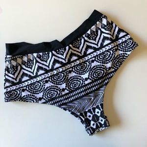 High Waist Tribal Print Bikini Bottoms